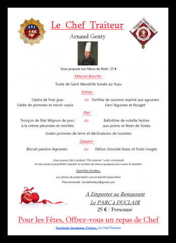 Restauration - Hôtellerie Menu traiteur du réveillon Noël et Nouvel an